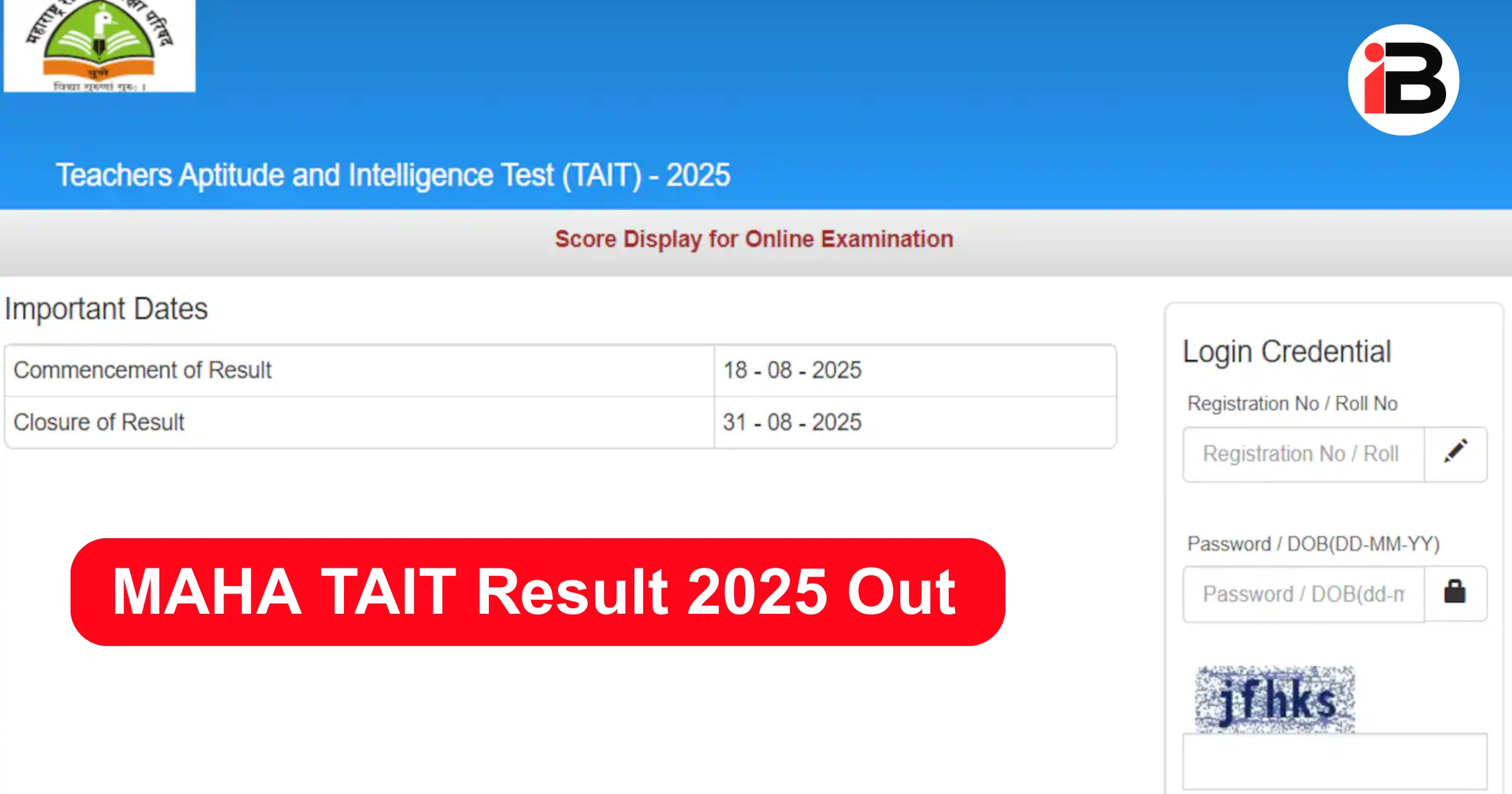 MAHA TAIT Result 2025 Out